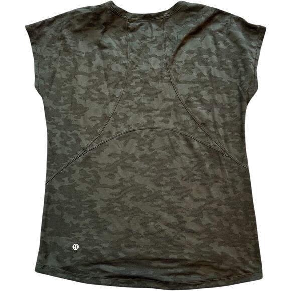 Lululemon Miles Ahead Short Sleeve (Camo) Deep Camo Green Size 6 NEW - Picture 1 of 6